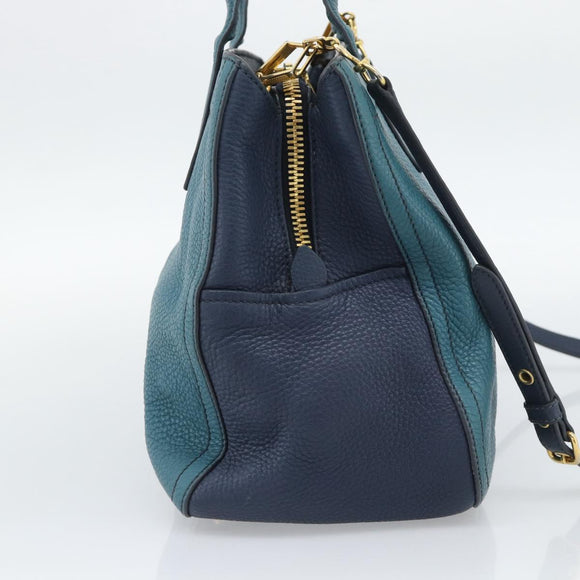 Miu Miu Hand Bag Leather 2way Green Gold Auth 196021A