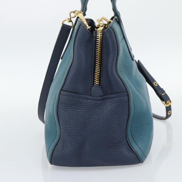 Miu Miu Hand Bag Leather 2way Green Gold Auth 196021A