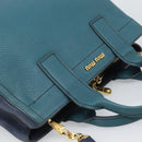 Miu Miu Hand Bag Leather 2way Green Gold Auth 196021A-6
