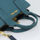 Miu Miu Hand Bag Leather 2way Green Gold Auth 196021A-7