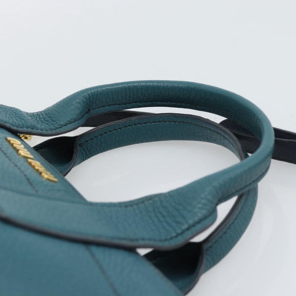 Miu Miu Hand Bag Leather 2way Green Gold Auth 196021A