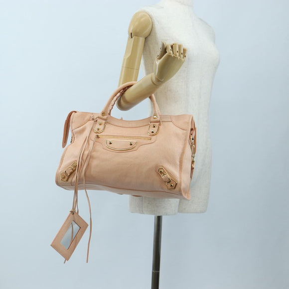 BALENCIAGA Metallic Edge City Bag Leather 2way Pink Gold 390154 Auth 196022M