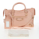 BALENCIAGA Metallic Edge City Bag Leather 2way Pink Gold 390154 Auth 196022M-29