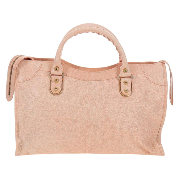 BALENCIAGA Metallic Edge City Bag Leather 2way Pink Gold 390154 Auth 196022M