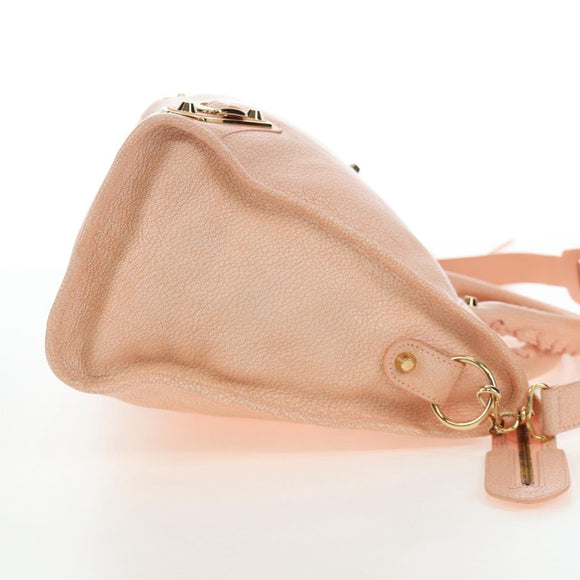 BALENCIAGA Metallic Edge City Bag Leather 2way Pink Gold 390154 Auth 196022M