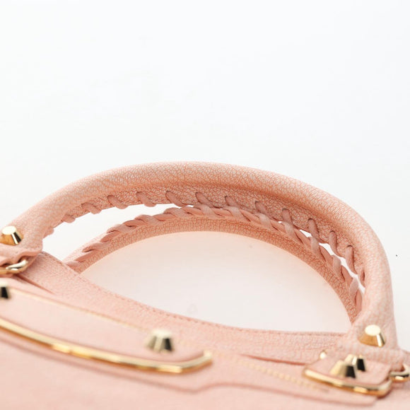 BALENCIAGA Metallic Edge City Bag Leather 2way Pink Gold 390154 Auth 196022M