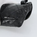CHANEL Bicolore Waist bag Patent leather Black Gold CC Auth 196023-15