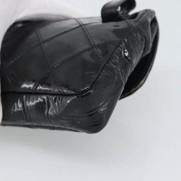 CHANEL Bicolore Waist bag Patent leather Black Gold CC Auth 196023