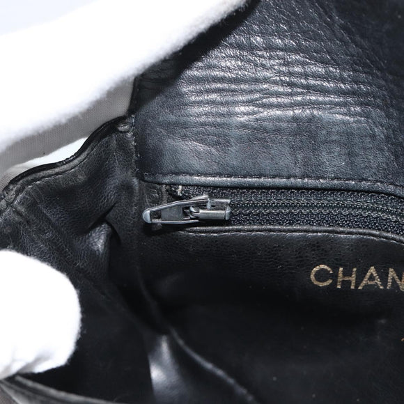 CHANEL Bicolore Waist bag Patent leather Black Gold CC Auth 196023