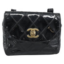 CHANEL Bicolore Waist bag Patent leather Black Gold CC Auth 196023-13