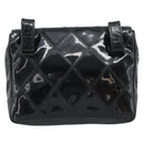 CHANEL Bicolore Waist bag Patent leather Black Gold CC Auth 196023-2
