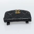 CHANEL Bicolore Waist bag Patent leather Black Gold CC Auth 196023-5