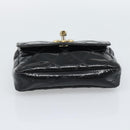 CHANEL Bicolore Waist bag Patent leather Black Gold CC Auth 196023-6