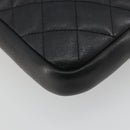 CHANEL Cambon Line Matelasse Shoulder Bag Leather Black Silver CC Auth 196024A-9