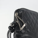 CHANEL Cambon Line Matelasse Shoulder Bag Leather Black Silver CC Auth 196024A-10