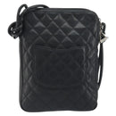 CHANEL Cambon Line Matelasse Shoulder Bag Leather Black Silver CC Auth 196024A-2