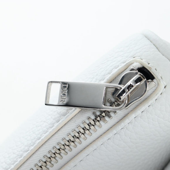 Christian Dior Saddle Bag Body Bag Leather Gray Silver Auth 196031V