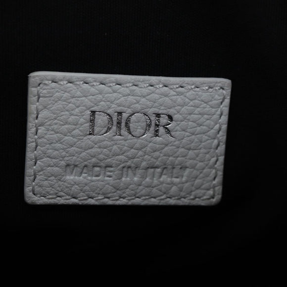 Christian Dior Saddle Bag Body Bag Leather Gray Silver Auth 196031V