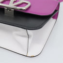 VALENTINO Shoulder Bag Leather 2way Purple Silver Auth 196036A-9