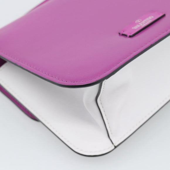 VALENTINO Shoulder Bag Leather 2way Purple Silver Auth 196036A