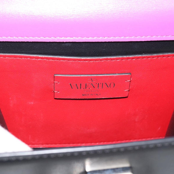 VALENTINO Shoulder Bag Leather 2way Purple Silver Auth 196036A
