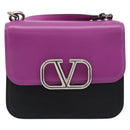 VALENTINO Shoulder Bag Leather 2way Purple Silver Auth 196036A-13
