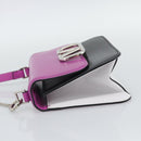 VALENTINO Shoulder Bag Leather 2way Purple Silver Auth 196036A-3