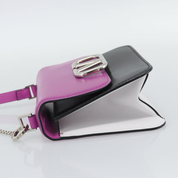 VALENTINO Shoulder Bag Leather 2way Purple Silver Auth 196036A