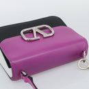 VALENTINO Shoulder Bag Leather 2way Purple Silver Auth 196036A-6