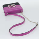 VALENTINO Shoulder Bag Leather 2way Purple Silver Auth 196036A-7