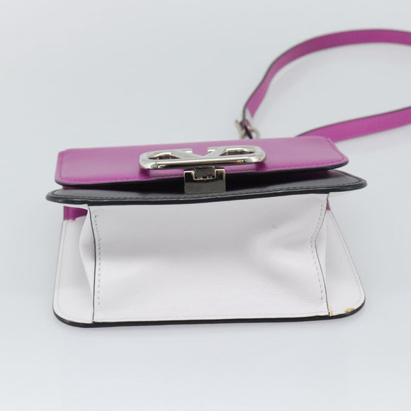 VALENTINO Shoulder Bag Leather 2way Purple Silver Auth 196036A