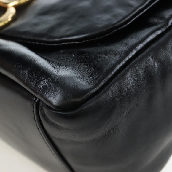 BALENCIAGA Monaco Sling Bag Leather Black Gold 787896 Auth 196040M