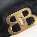 BALENCIAGA Monaco Sling Bag Leather Black Gold 787896 Auth 196040M-21