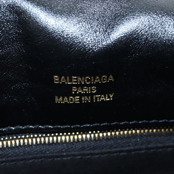BALENCIAGA Monaco Sling Bag Leather Black Gold 787896 Auth 196040M