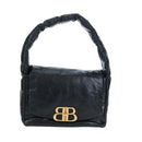 BALENCIAGA Monaco Sling Bag Leather Black Gold 787896 Auth 196040M-13