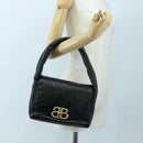 BALENCIAGA Monaco Sling Bag Leather Black Gold 787896 Auth 196040M-27