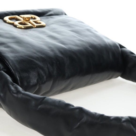 BALENCIAGA Monaco Sling Bag Leather Black Gold 787896 Auth 196040M