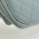CHANEL Matelasse Chain Glasses Case Caviar Skin Light Blue CC Auth 196041M-12