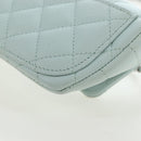 CHANEL Matelasse Chain Glasses Case Caviar Skin Light Blue CC Auth 196041M-13