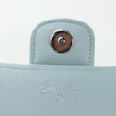 CHANEL Matelasse Chain Glasses Case Caviar Skin Light Blue CC Auth 196041M-17
