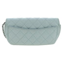 CHANEL Matelasse Chain Glasses Case Caviar Skin Light Blue CC Auth 196041M-3
