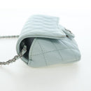 CHANEL Matelasse Chain Glasses Case Caviar Skin Light Blue CC Auth 196041M-4