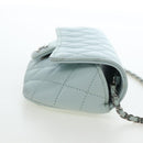 CHANEL Matelasse Chain Glasses Case Caviar Skin Light Blue CC Auth 196041M-5