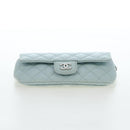 CHANEL Matelasse Chain Glasses Case Caviar Skin Light Blue CC Auth 196041M-9