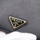 PRADA Compact Wallet Safiano Leather Black Gold Auth 196043A-12