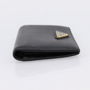 PRADA Compact Wallet Safiano Leather Black Gold Auth 196043A-4