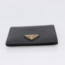 PRADA Compact Wallet Safiano Leather Black Gold Auth 196043A-7
