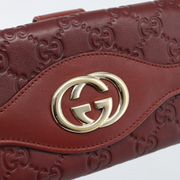 GUCCI GG Canvas Guccissima Long Wallet Red 282426 Auth 196044A