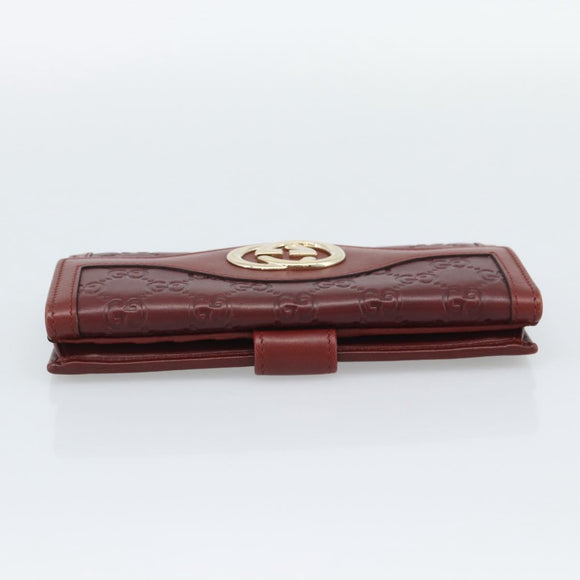 GUCCI GG Canvas Guccissima Long Wallet Red 282426 Auth 196044A