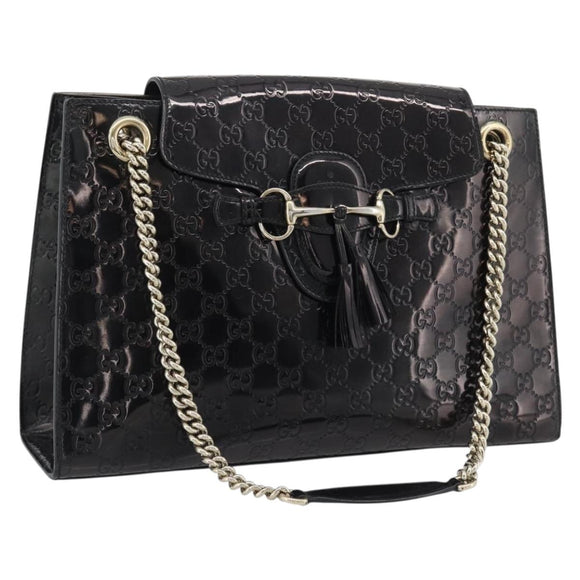 GUCCI GG Canvas Guccissima Horsebit Chain Patent leather 295403 Auth 196047A